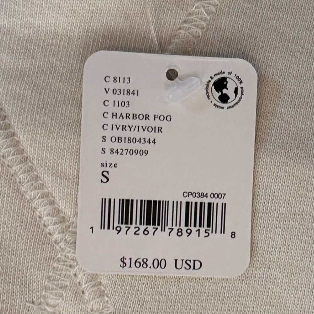 Free People NWT Distressed Hoodie Harbor Fog Ivory Size S - Picture 6 of 6
